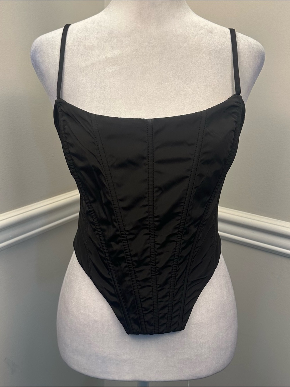 White Fox Boutique Black Corset Crop Top S NEW